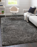 Rugs.com Infinity Collection Solid Shag Area Rug 3 x 5 Smoke Shag Rug Perfect for Living Rooms, Large Dining Rooms, Open Floor