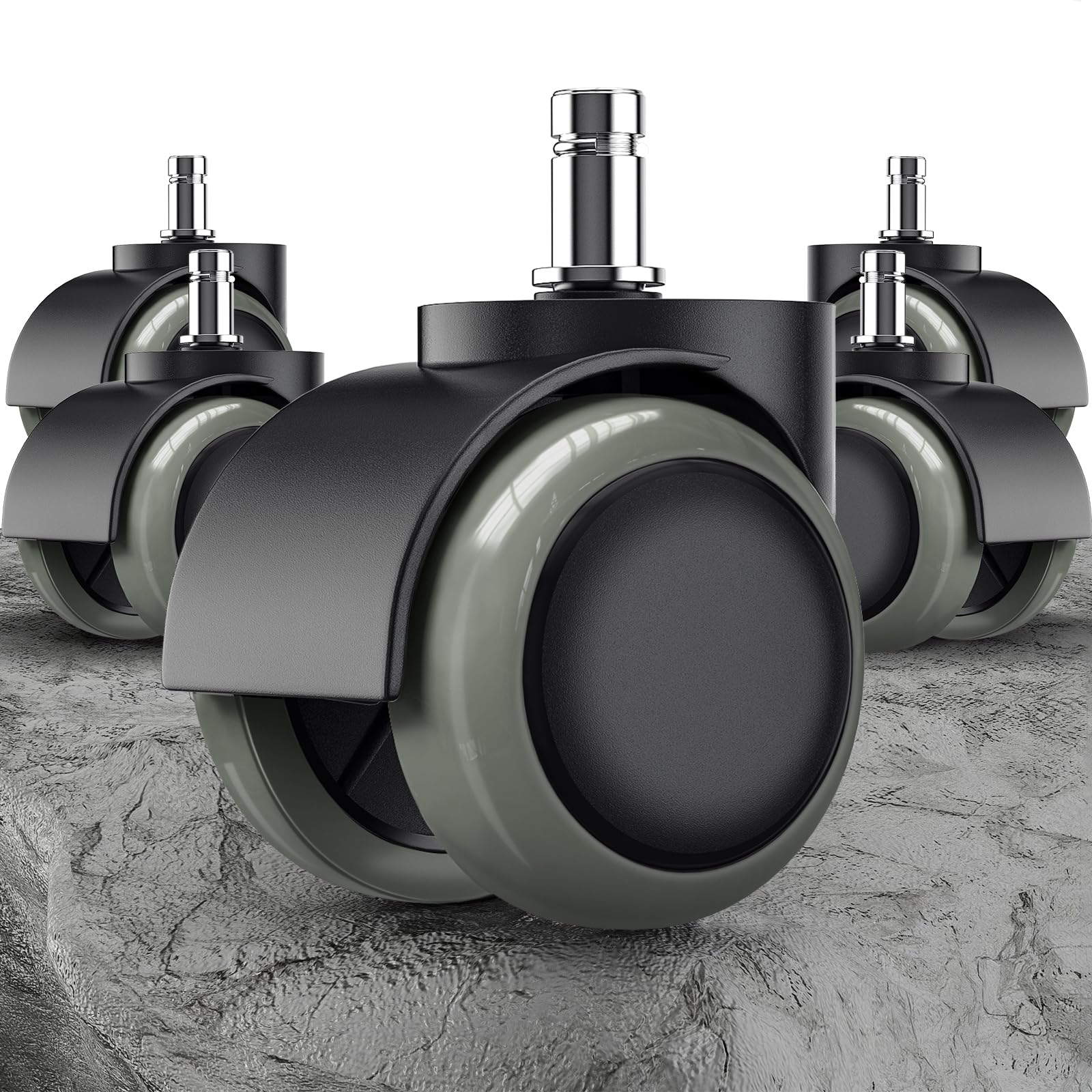 Pchero Office Chair Wheels Replacement For Ikea Chairs, 10Mm Stem (Set Of 5), 2' Heavy Duty Swivel Polyurethane Casters For Ike