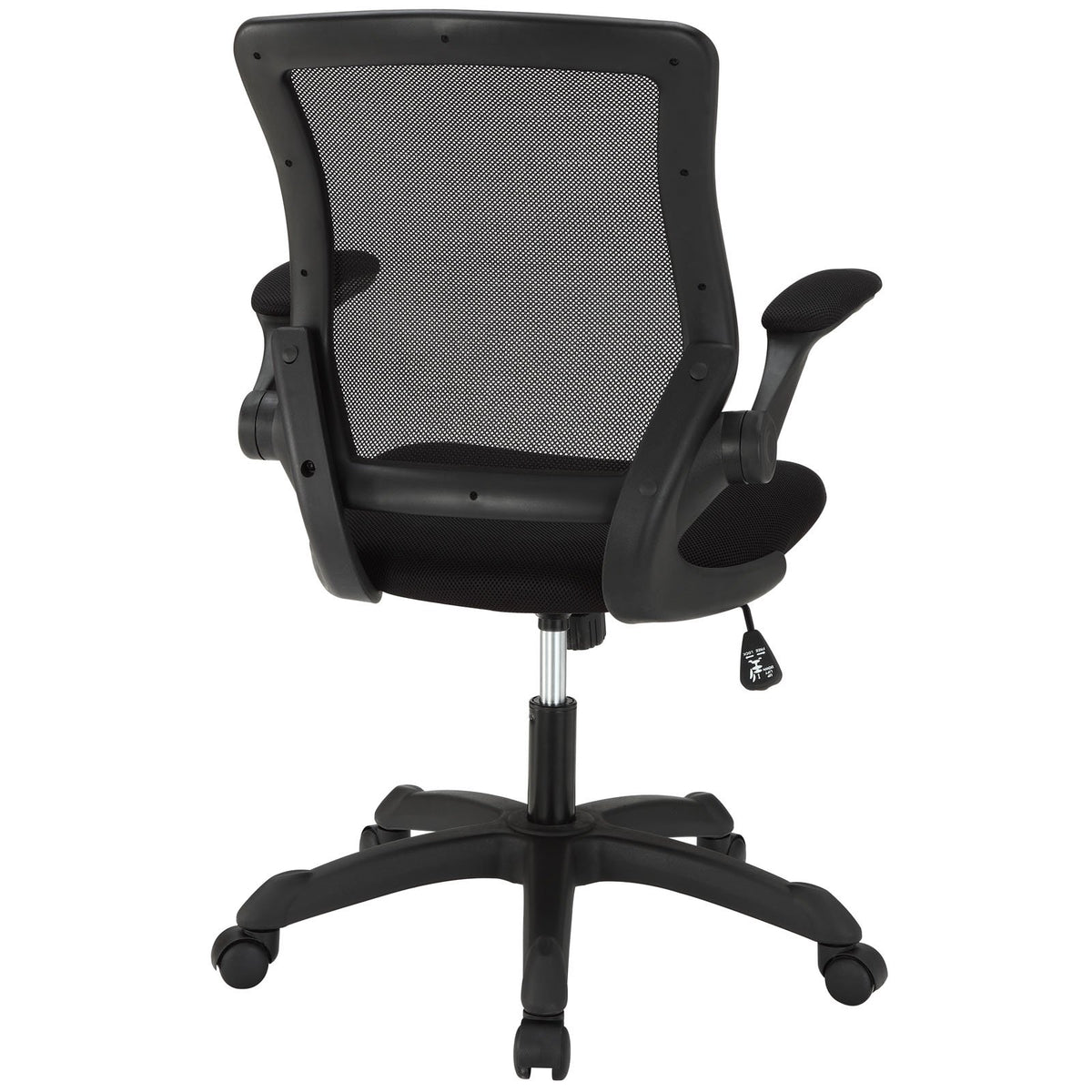 Modway Veer Office Chair with Mesh Back and Vinyl Seat With Flip-Up Arms in Black