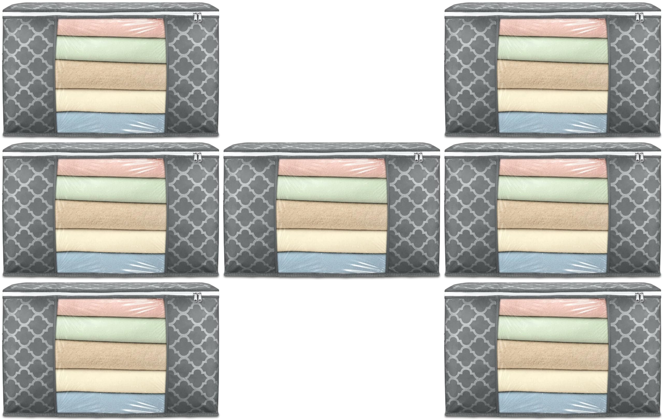 Acnos Clothes Storage Organizer Grey Design White Chain 7 Piece Non Woven Large Size Cloth Cover Set Pack Of 7