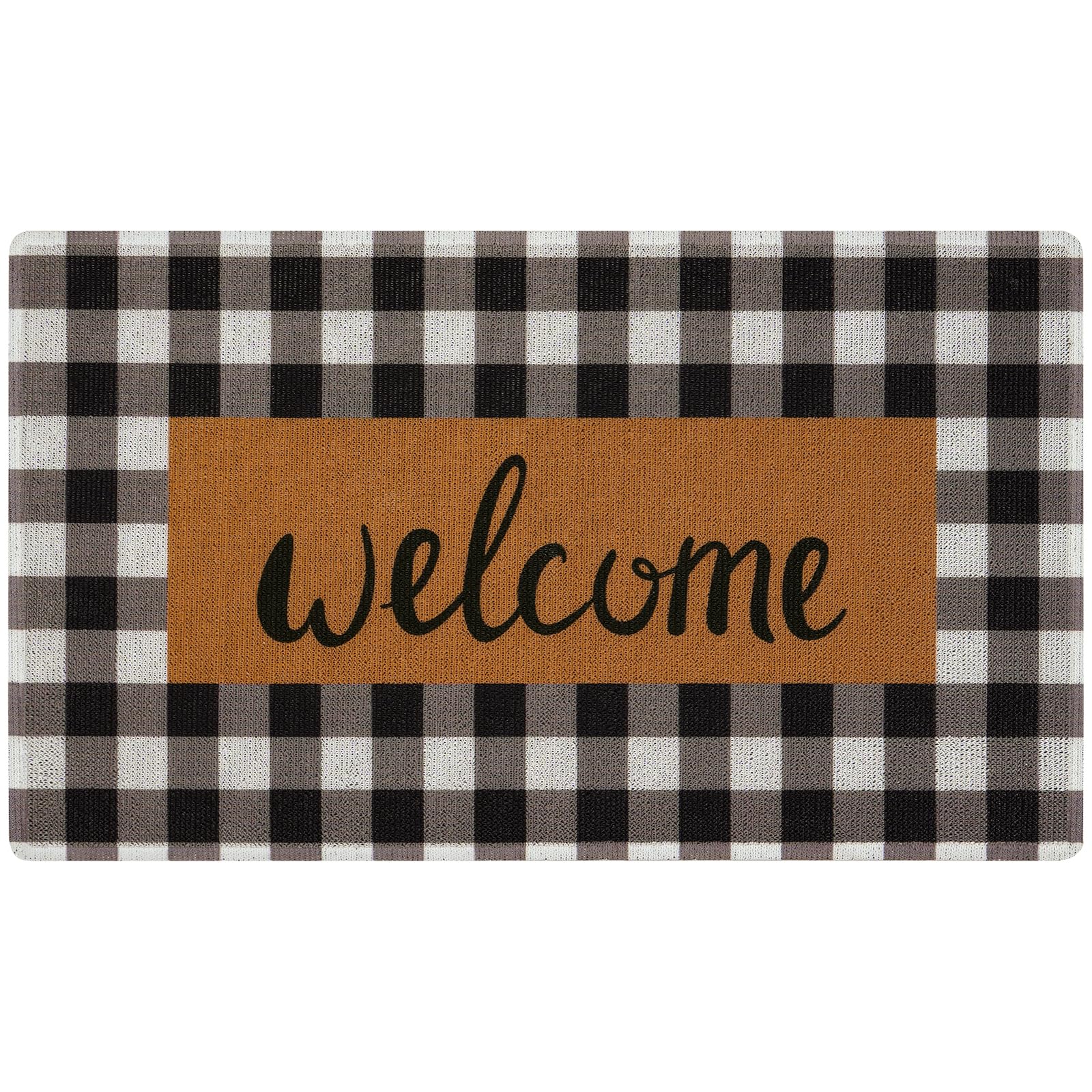 Uini Welcome Mat Outdoor Indoor Door Mats, Heavy Duty Buffalo Plaid Welcome Front Door Mat, Non Slip Durable Entrance Rugs For O