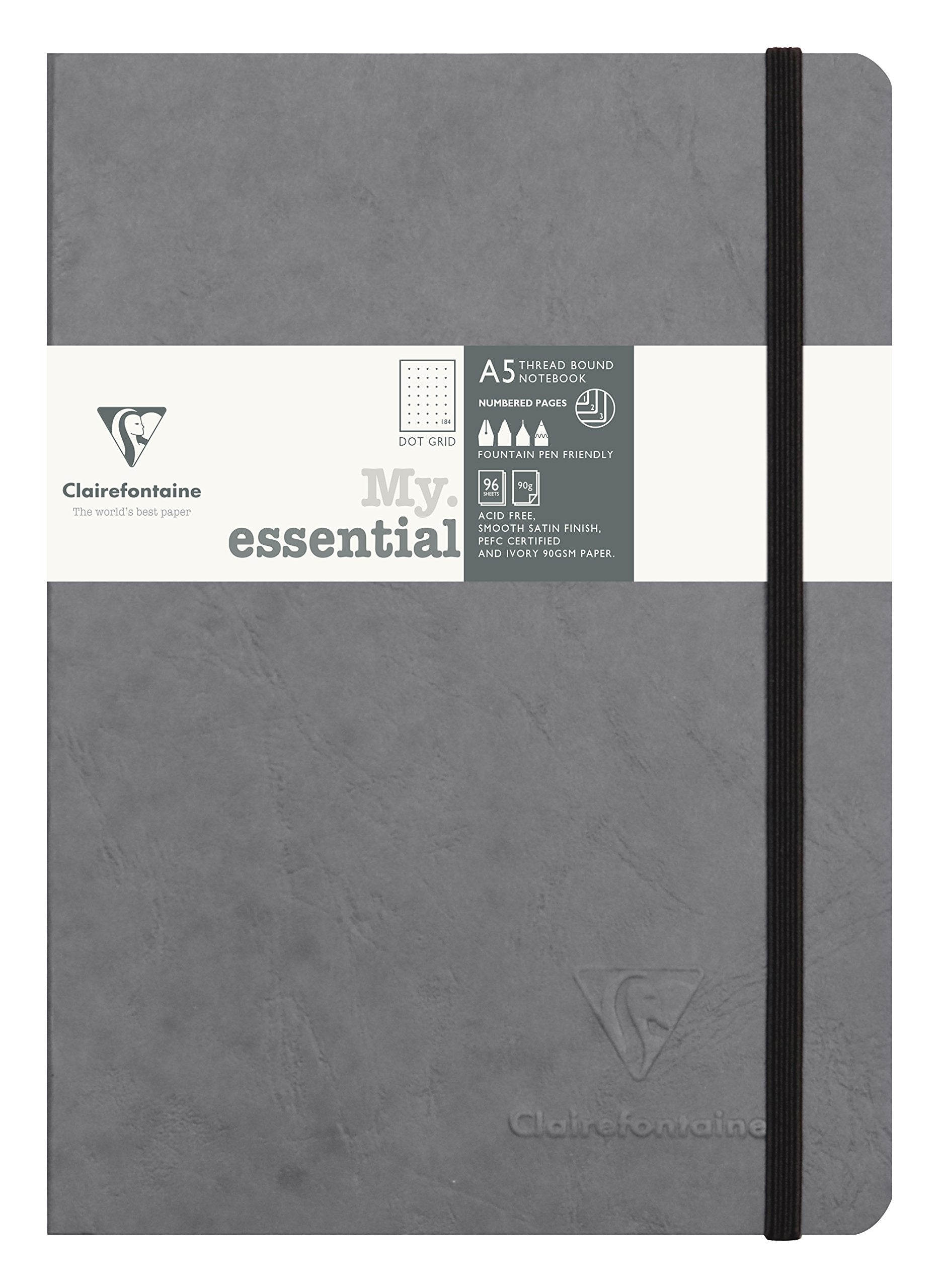 Clairefontaine - Ref 793435C - Age Bag Thread-Bound Notebook (192 Pages) - A5 Size, Dot Rulings, 90Gsm Brushed Vellum Paper, Ela
