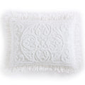 Beatrice Home Fashions Medallion Chenille, Standard Sham, White