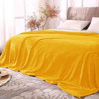 Bedelite Fleece Blankets Queen Size Yellow Throw Blankets For Bed, Luxury Plush Cozy Fuzzy Blanket 90X90 Inches, Super Soft Warm