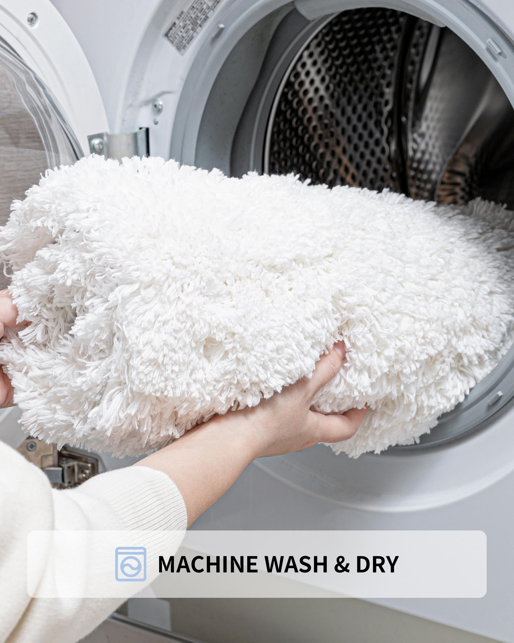 Ilango White Bathroom Rug Super Absorbent, Washable Bath Mat Non Slip For Floor, Microfiber Thick Plush Shaggy Bath Rug With Rub