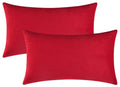 Mixhug Set Of 2 Cozy Velvet Rectangle Decorative Throw Pillow Covers For Couch And Bed, Red, 12 X 20 Inches