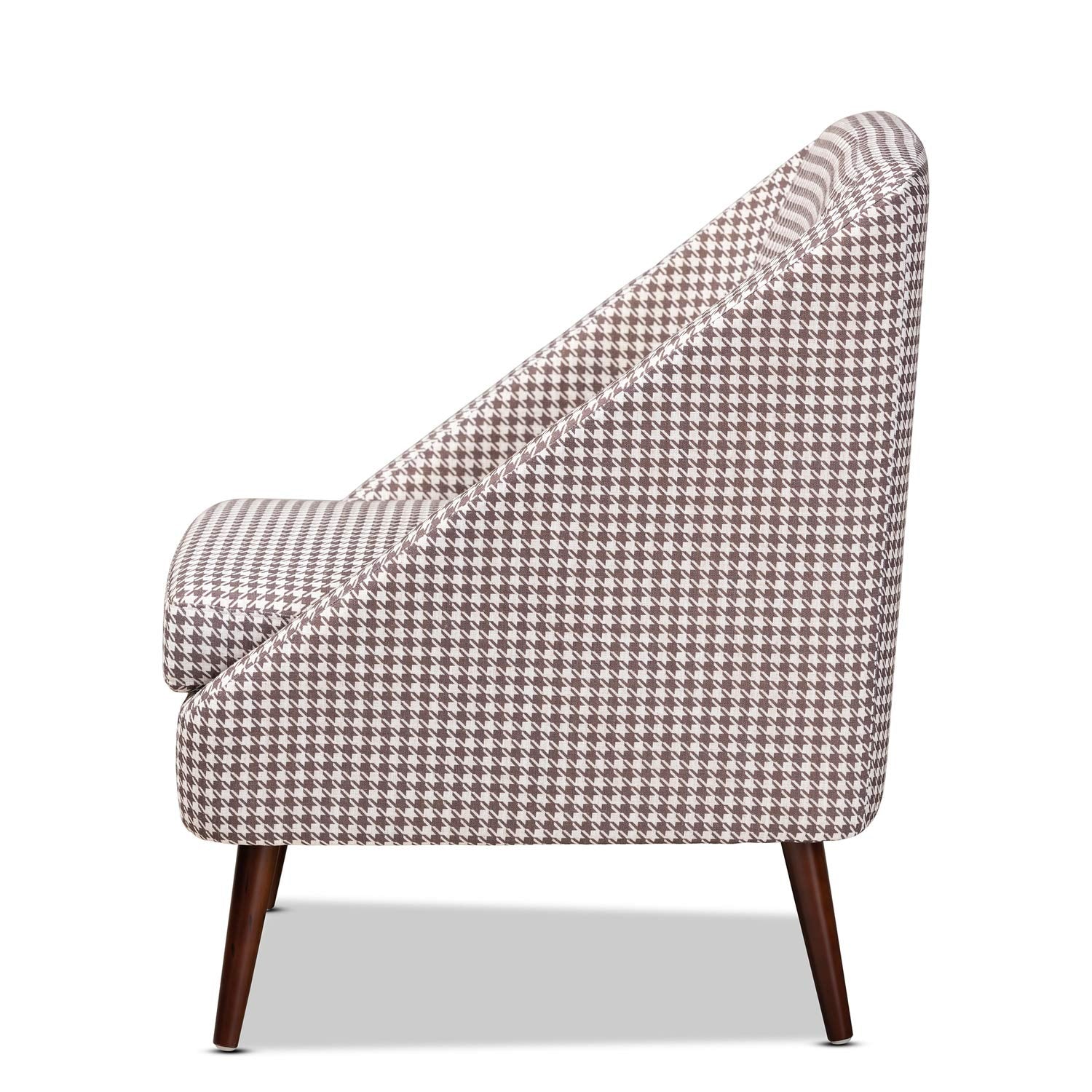 Baxton Studio Gia Modern and Contemporary Brown and White Houndstooth Accent Chair