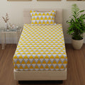 Huesland By Ahmedabad Cotton 144 Tc Bedsheet For Single Bed With 1 Pillow Cover | Yellow & White
