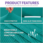 Znsayotx Super Stretch Loveseat Covers (55'-69'), New Striped Love Seat Slipcover, Dogs Pet Friendly Anti-Slip Couch Protector Spandex Durable 2 Seater Fabric Sofa Cover (Peacock Teal, Loveseat)