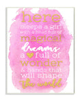 Stupell Home D  cor Here Sleeps a Girl Pink and Gold Typography Wall Plaque Art, 10 x 0.5 x 15, Proudly Made in USA