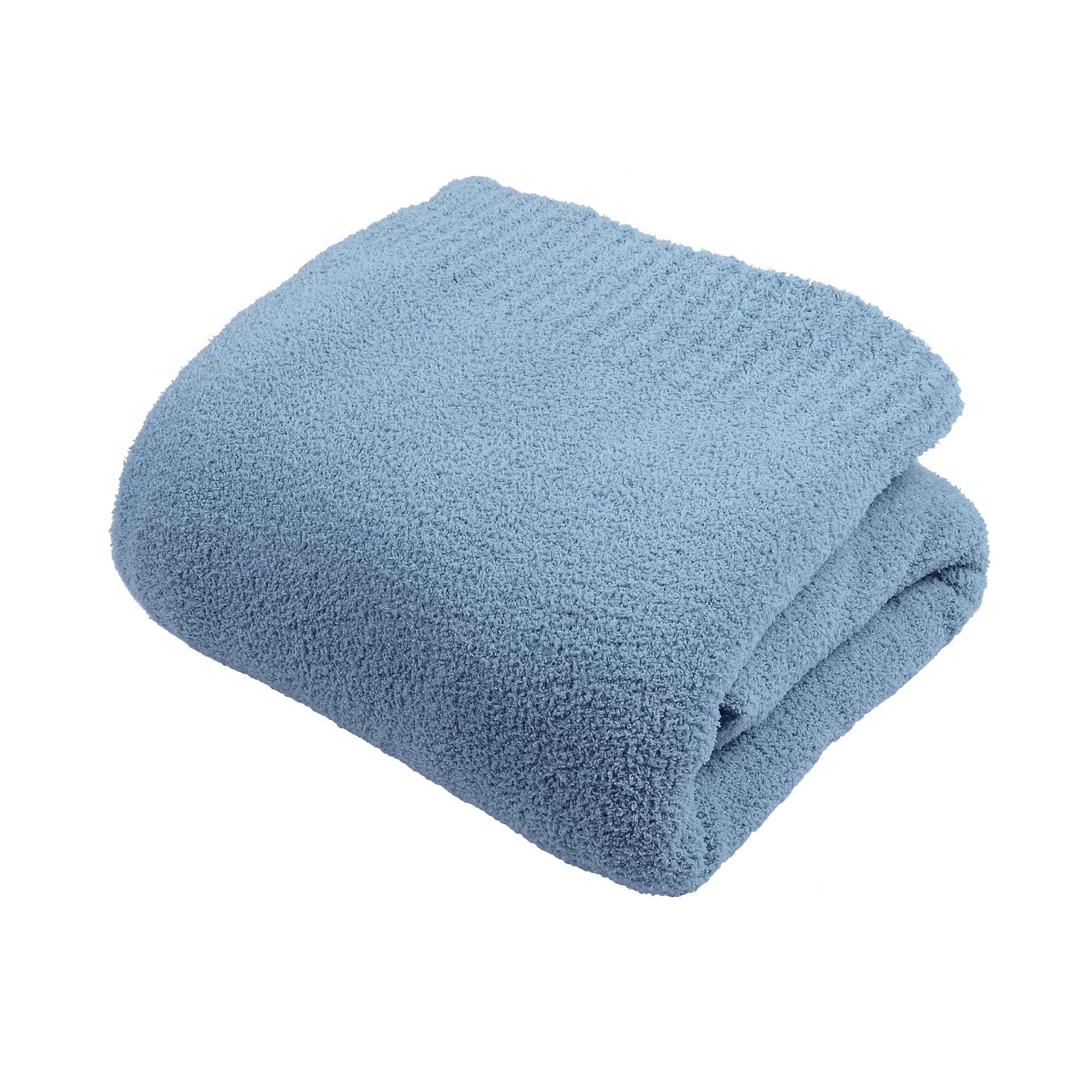 Knit Cozy Bed Blanket Plush Fuzzy Soft Blanket Queen Size Luxury Bed Blanket 90X90 Inches Dusty Blue