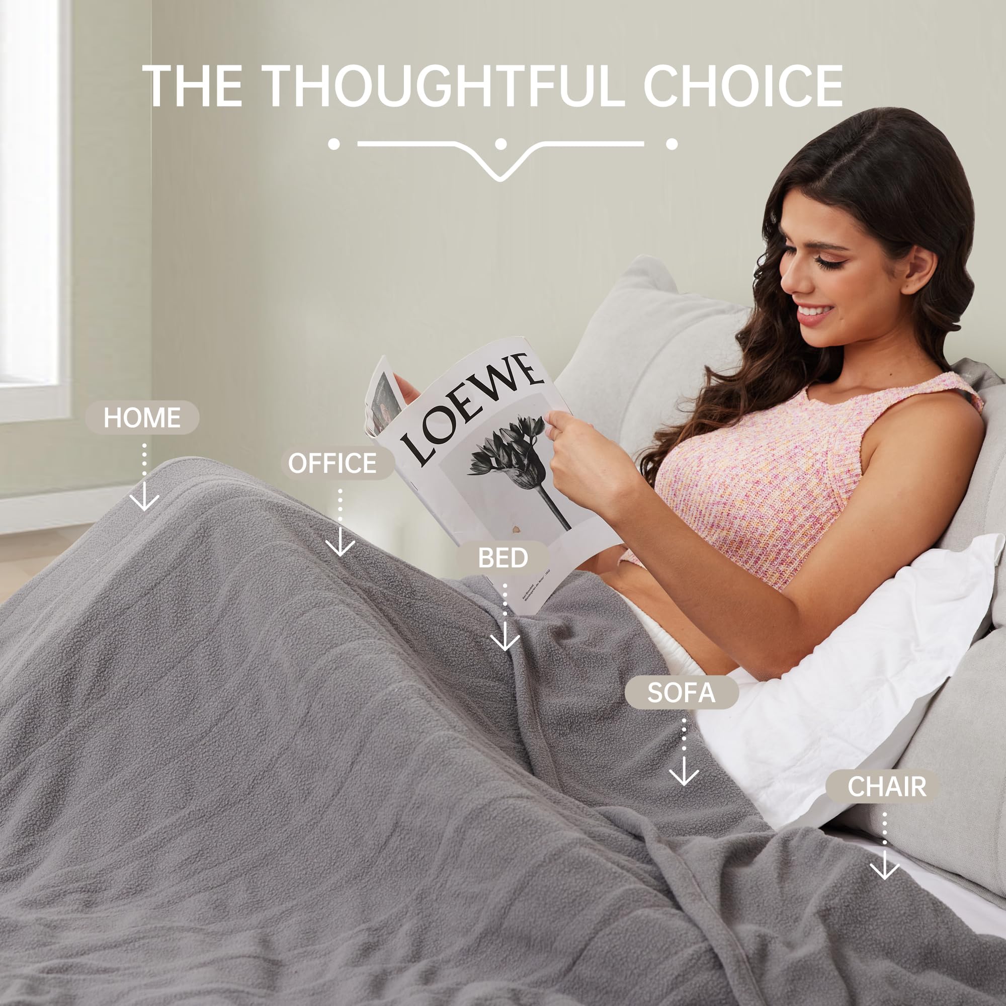 McJaw Electric Heated Blanket, Full Size 72x84, 4 Heating Levels, 10-Hour Auto Off, Lightweight, Breathable - Ash Grey