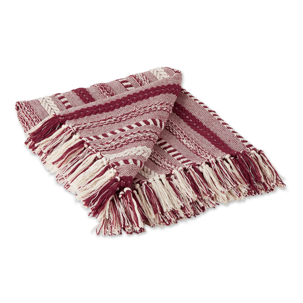 Dii Braided Striped Decorative Throw Blanket, 50X60, Wine