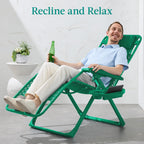 Best Choice Products Adjustable Zero Gravity Chair, Monochromatic Color Folding Patio Recliner W/Side Tray, Headrest - Emerald