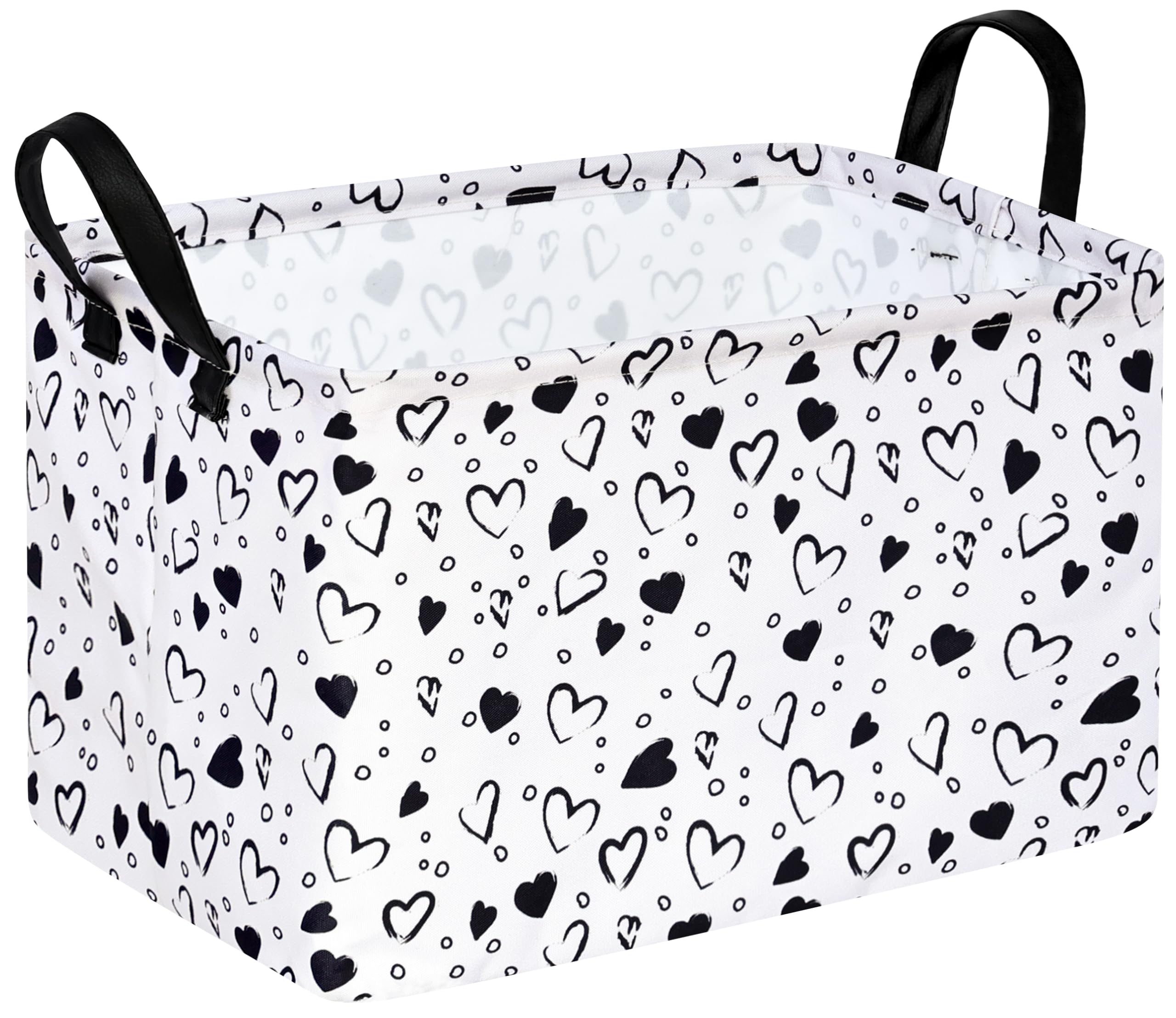 MAIZMZ Girls Empty Gift Basket Heart Print Storage Cube for Women, Closet Shelf Organizer Bins with Handles Nursery hamper Kids 