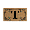Evergreen Monogram Coir Doormat | Letter T | Front Door Mat For Outdoor Indoor Entrance | 28X16 Inches | Non-Slip Backing Doorwa