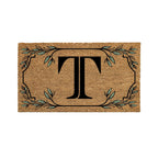 Evergreen Monogram Coir Doormat | Letter T | Front Door Mat For Outdoor Indoor Entrance | 28X16 Inches | Non-Slip Backing Doorwa