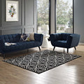 Modway Frame Transitional Moroccan Trellis 8X10 Area Rug In Black And White