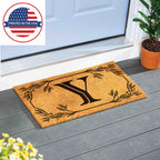 Evergreen Monogram Coir Doormat | Letter Y | Front Door Mat For Outdoor Indoor Entrance | 28X16 Inches | Non-Slip Backing Doorwa