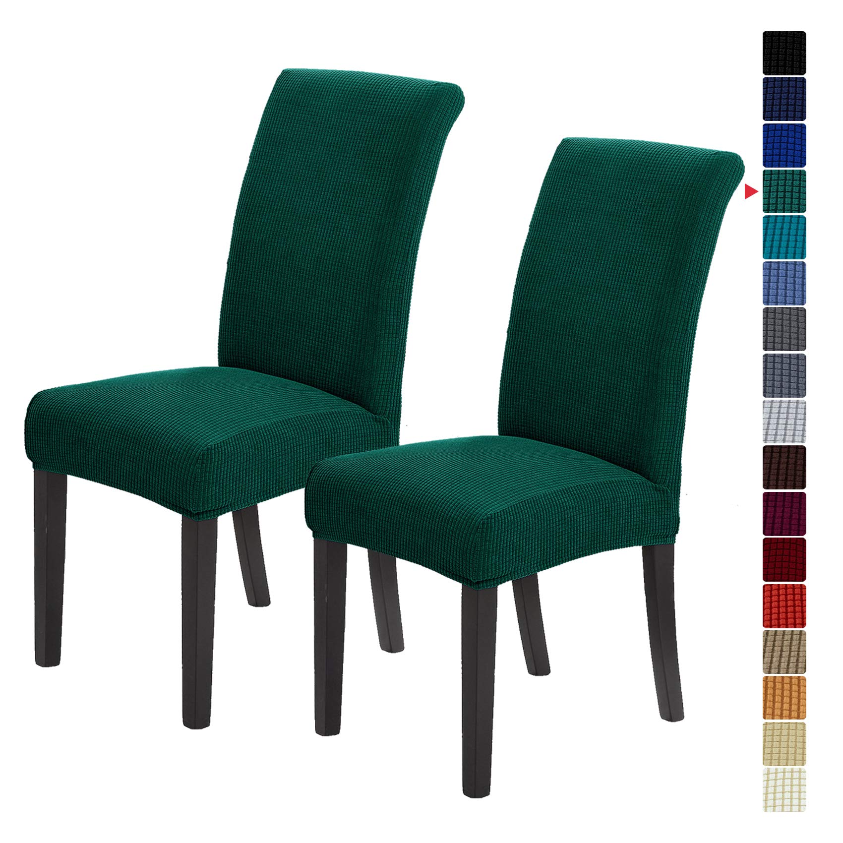 Howhic Chair Covers for Dining Room Set of 2, Stretchy Dining Chair Covers, Textured Jacquard Kitchen Chair Slipcovers, Classy D