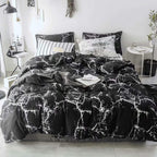 Luxlovery Black Marble Comforter Set Queen Black Marble Bed Set Full Cotton Comforter Cozy Beathable Soft Black And White Marble