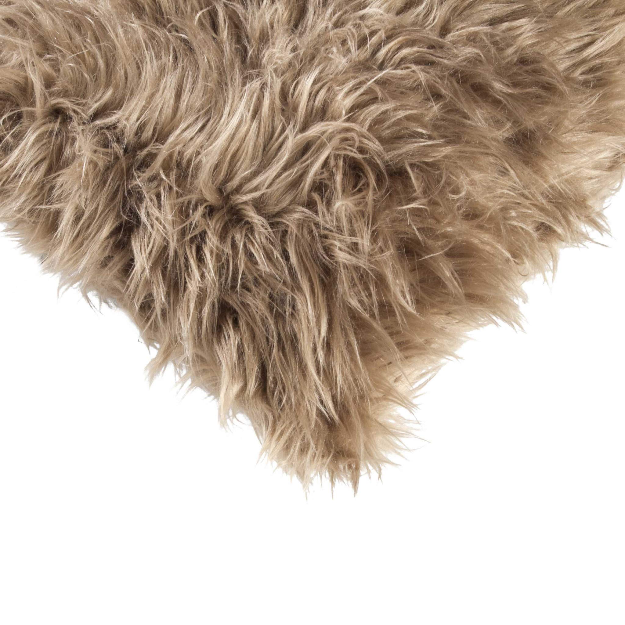 HomeRoots Acrylic Plush Tan Faux Fur 2-Pack Pillow, Home Decor Pillow, Luxury Pillow For Living Room, Bedroom, Sofa, Indoor Home Decor Pillow, Rectangular Decorative Throw Pillow