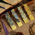 4 Pieces Metal Bookmarks With Tassel, Golden Hollow Bookmark Van Gogh Monet Oil Painting Theme Book Mark Bookmarks For Book Love
