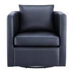 Comfort Pointe Sheldon Midnight Blue Faux Leather Swivel Barrel Chair