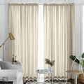 Melodieux Tan Semi Sheer Curtains 108 Inches Long For Living Room Bedroom, Extra Long Linen Look Rustic Rod Pocket Sheer Drapes,
