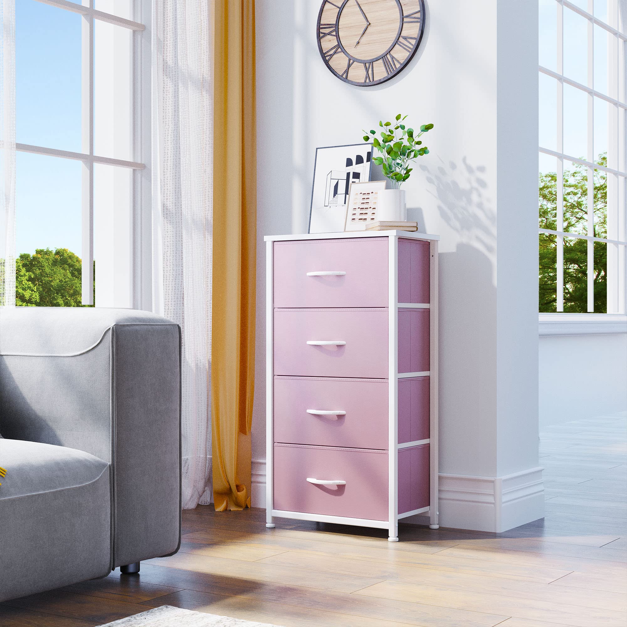 Yitahome Dresser With 4 Drawers - Storage Tower Unit, Fabric Dresser For Bedroom, Living Room, Closets - Sturdy Steel Frame, Wooden Top & Easy Pull Fabric Bins