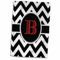3D Rose Black White Chevron Monogram Red Initial B Hand Towel, 15 x 22, Multicolor