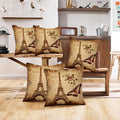 Heart Home Cushion Cover|Sofa Cushion Covers|Eiffel Tower Print Sitting Cushion Cover|Polyester Cushion Filler|16X16 Inch|Set Of