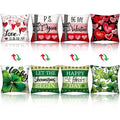 FuWeave 4 Pcs Double Sided Valentines Day St Patricks Pillow Covers 18 x 18 Inch Heart Irish Lucky Shamrock Clovers Pillow Cover