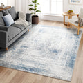 Dripex Abstract Indoor Area Rug, Washable 5x7 Blue Rug - Resist Stain & Non-Shedding, Non-Slip Bedroom Contemporary Area Rugs Fl