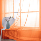 Koufall Halloween Curtains For Living Room,Bright Pumpkin Orange Color Sheer Fall Curtains For Bedroom Dining Room 84 Inches Lon
