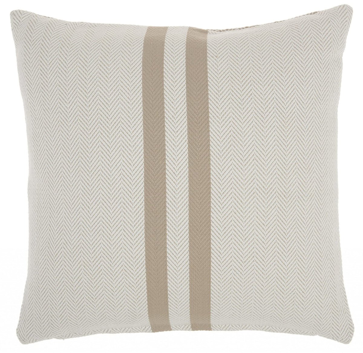 HomeRoots 100% Cotton Beige Herringbone Stripe Throw Pillow