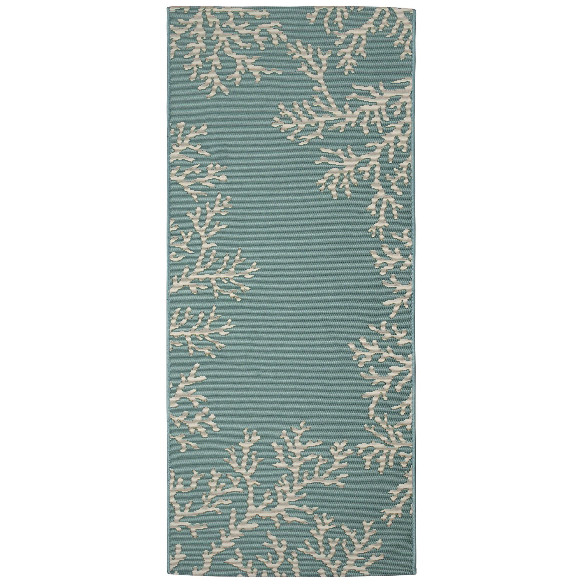 Liora Manne Esencia Machine Washable Non-Slip Low Profile Indoor/Outdoor Mat-Transitional, Coastal, Beach, Border, Coral Edge Su