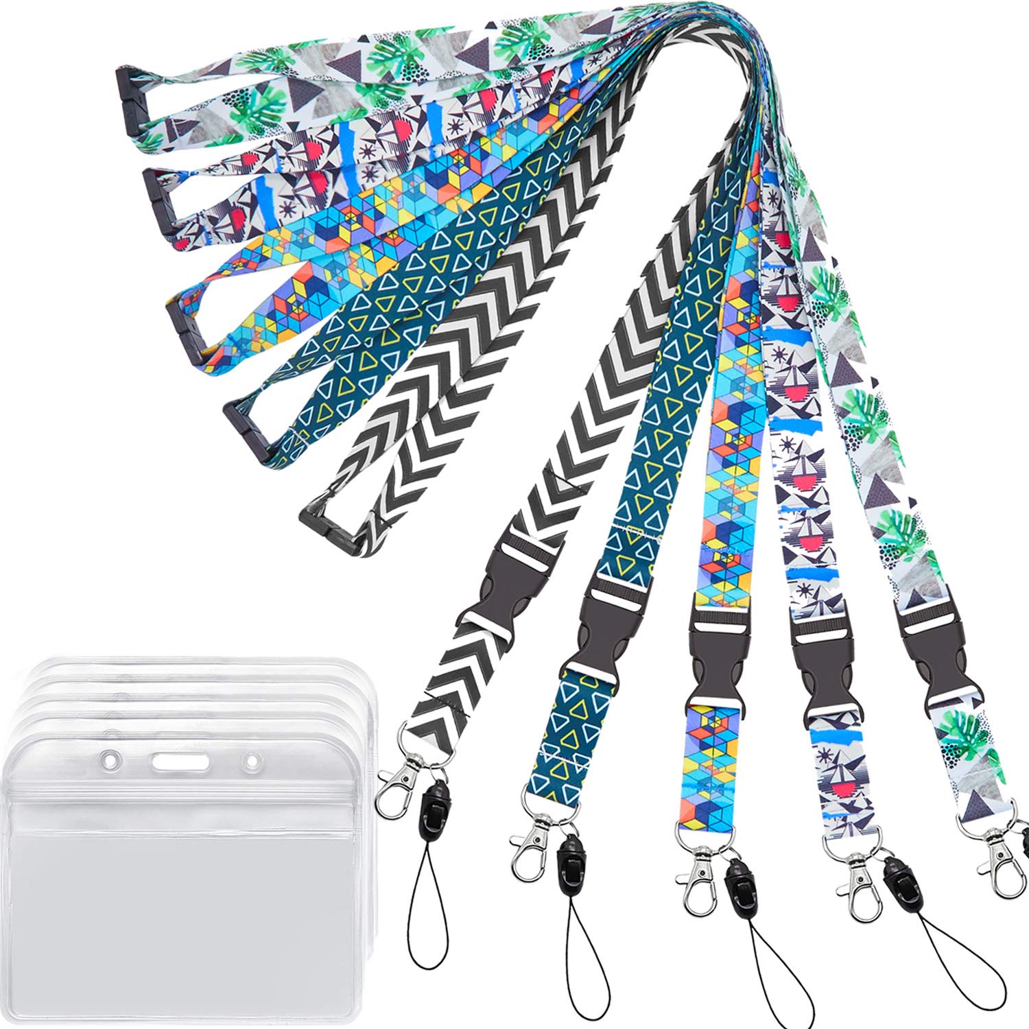 Youowo Lanyard For Id Badge Holder Keys Women Cruise Ship Card,Breakaway Safety Quick Release Office Neck Lanyards Wide 2Cm 5 Pa