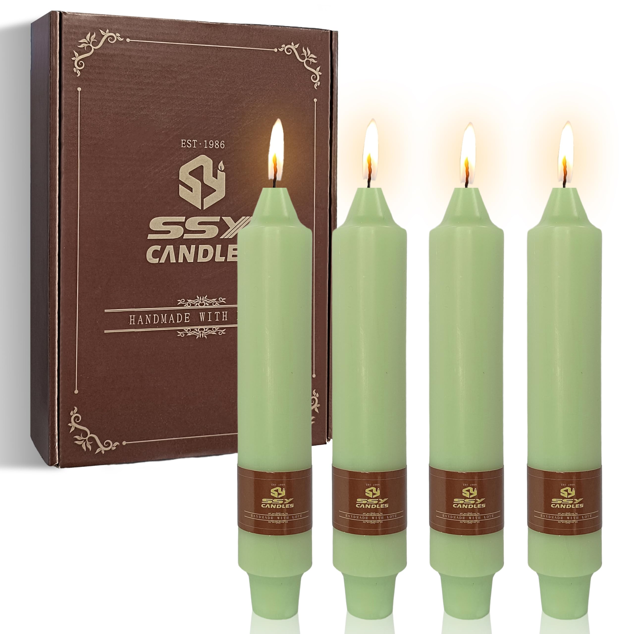 Unscented Taper Candles Light Green Candles 4 PCS Small Candlesticks for Dinner Household Wedding Party Home D  cor Candles