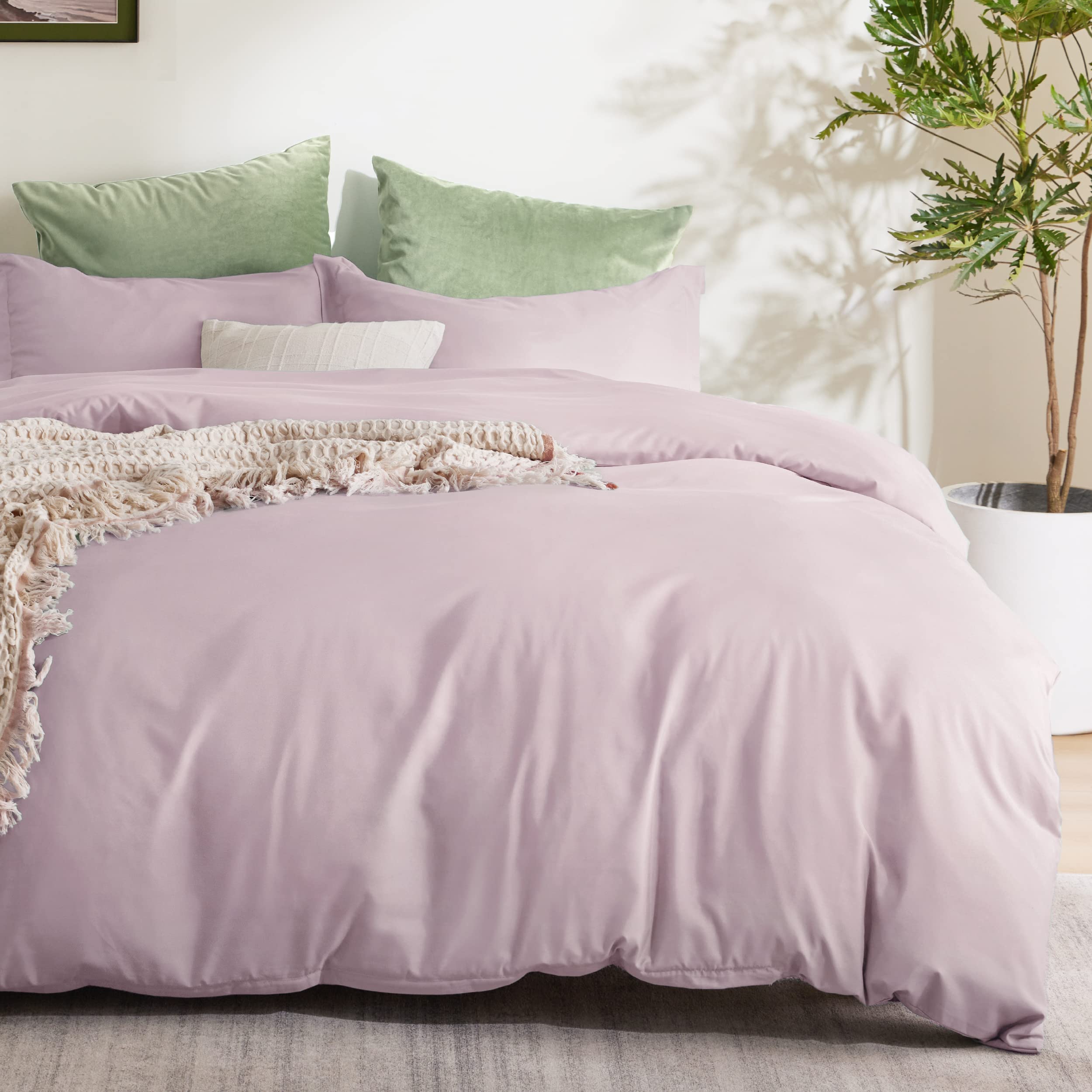 Bedsure Pink Mocha Duvet Cover King Size - Soft Double Brushed Duvet Cover For Kids With Zipper Closure, 3 Pieces, Includes 1 Du