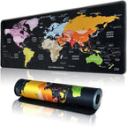 Hopipad World Map Large Gaming Mouse Pad For Desk, Desk Mat With Seamed Edges, Waterproof Desk Pad, Non-Slip Rubber Base, 31.5X1