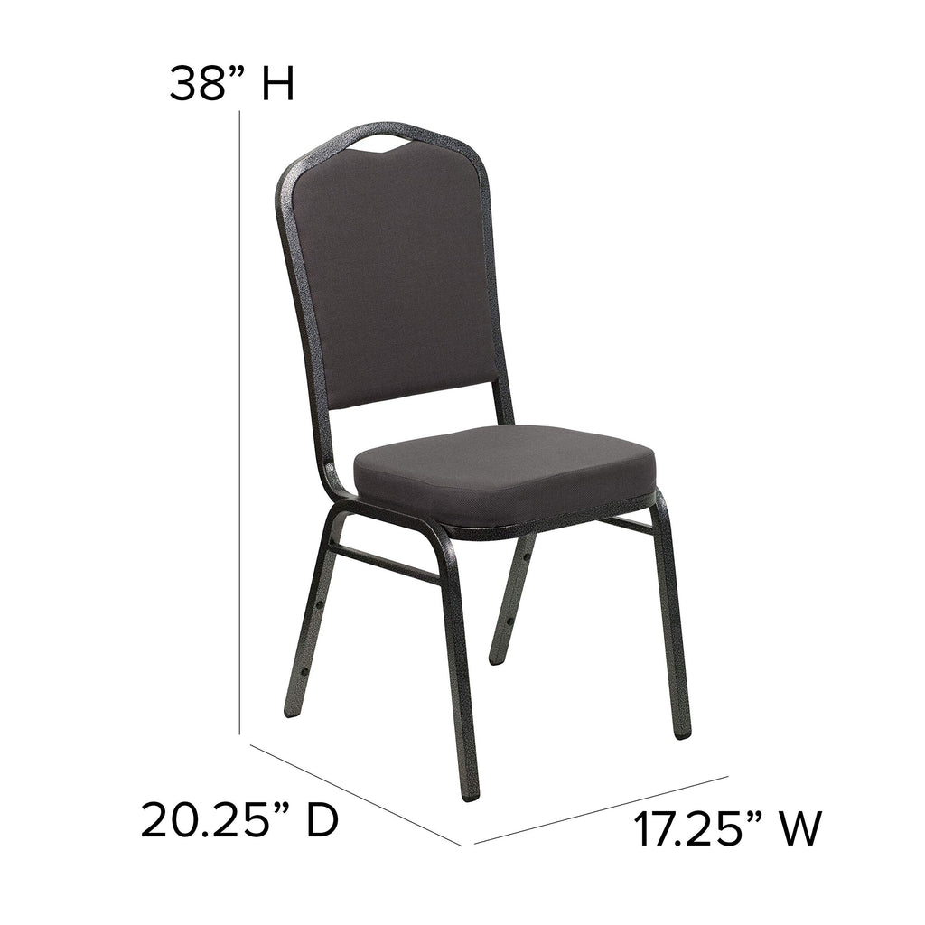 Flash Furniture HERCULES Series Crown Back Stacking Banquet Chair in Gray Fabric - Silver Vein Frame