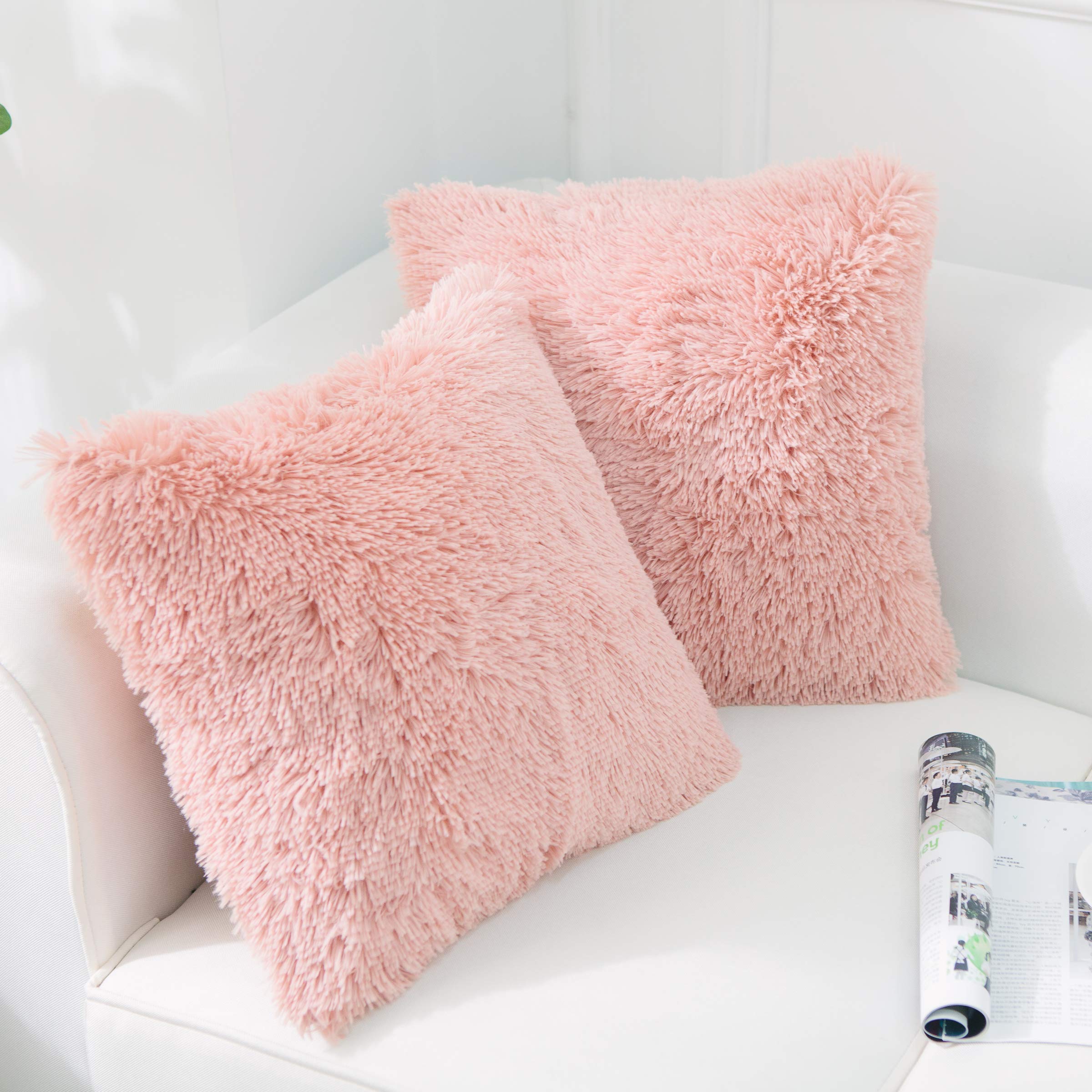 Nordeco Home Luxury Soft Faux Fur Fleece Cushion Cover Pillowcase Decorative Throw Pillows Covers, No Pillow Insert, 24'' X 24''