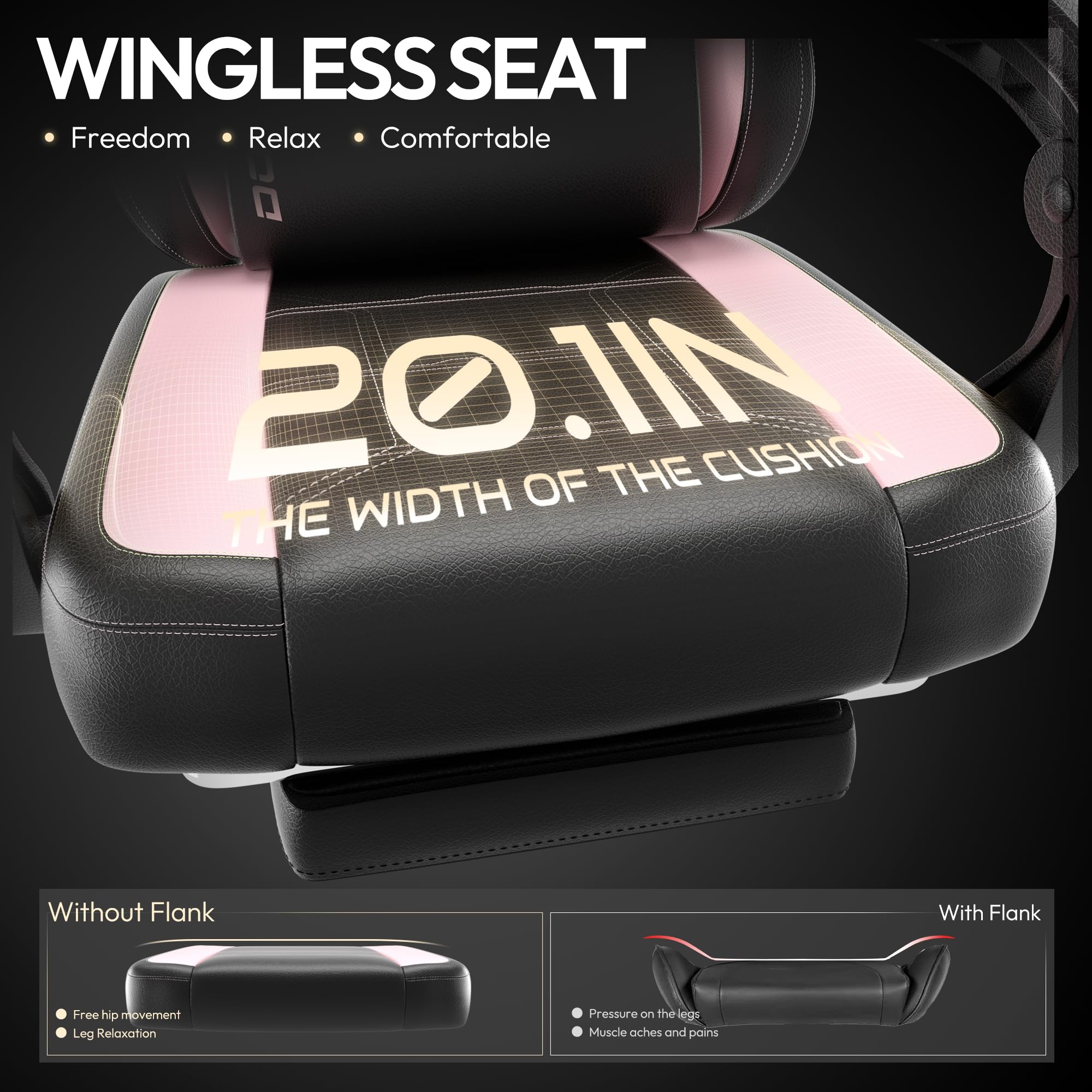 Dowinx Gaming Chair With Pocket Spring Cushion And Footrest, Ergonomic Game Chair With Massage Lumbar Support For Adults, High Back Leather Computer Chair For Office Gaming 300Lbs, Pink