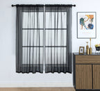 Pi Sheer Black Curtains 63 Inches Long,Soft Voile Window Treatment For Bedroom/Living Room Rod Pocket 2 Panels (Black,W52Xl63)