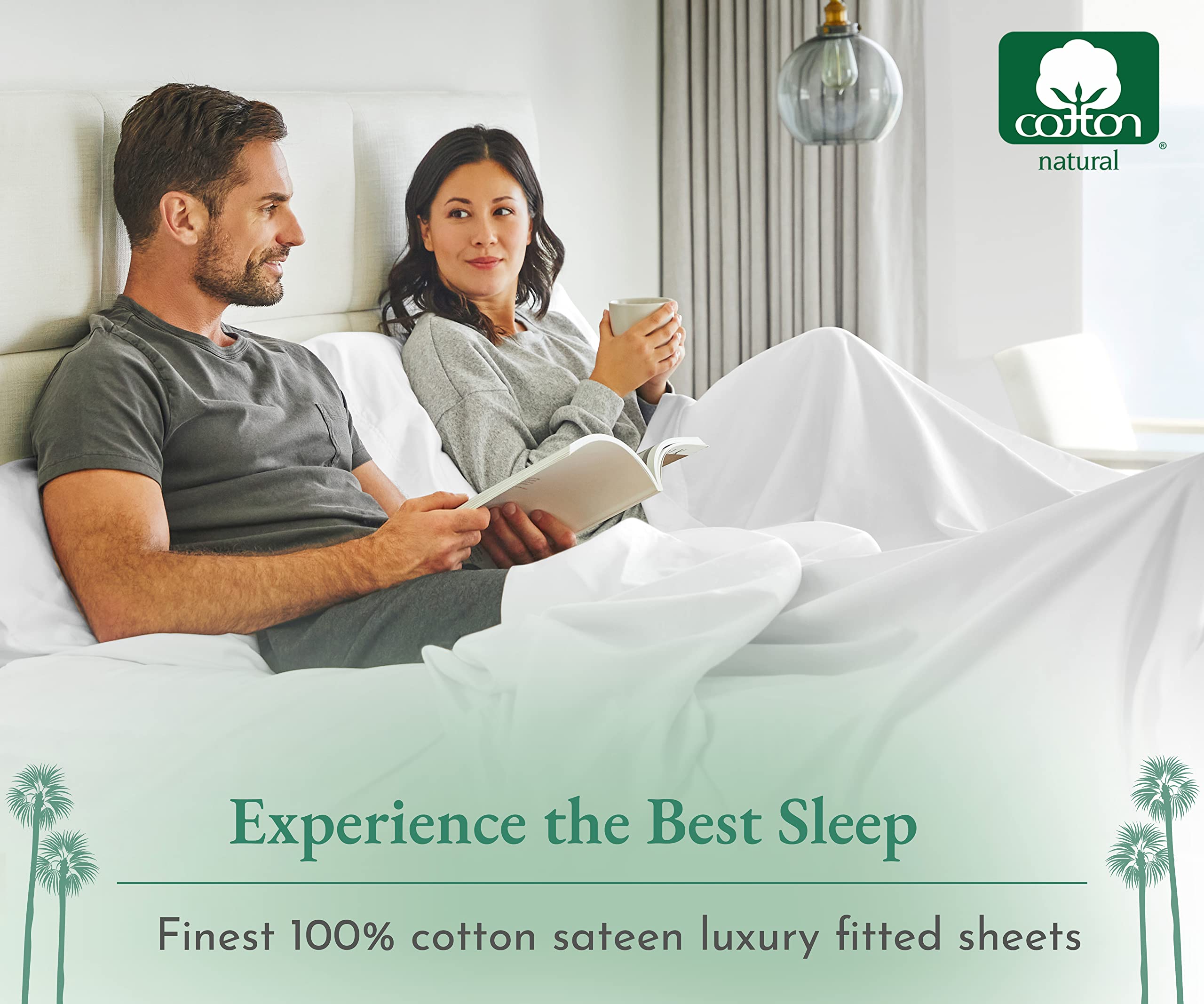 California Design Den Luxury Queen Size Fitted Sheet Only - 100% Cotton, 600 Thread Count, Soft Deep Pocket Bottom Fitted Sheet, Sateen Weave, Hotel Quality, Featuring Foot Side Indicator - White