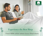 California Design Den Luxury Cotton Sateen Damask Stripe King Fitted Sheet Only - Soft 100% Cotton Sateen, Deep Pocket Bottom Fitted Sheet, Hotel Quality With A Foot Side Indicator - White