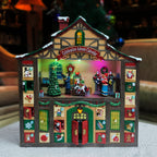 Christmas Decor Animated Advent Calendar House, Christmas Tabletop Decor with LED Lights and Christmas Music - Power Adapter (in