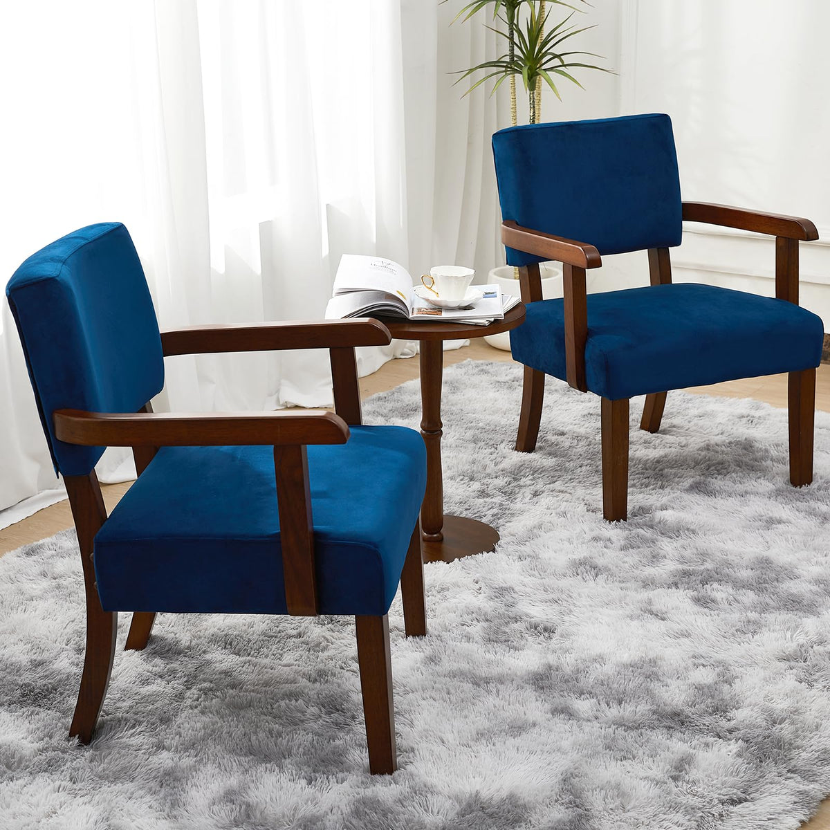 Fagaga Accent Chair Set Of 2 With Table, Living Room Chairs With Velvet Soft Seat & Armrests For Living Room Bedroom Reading Roo