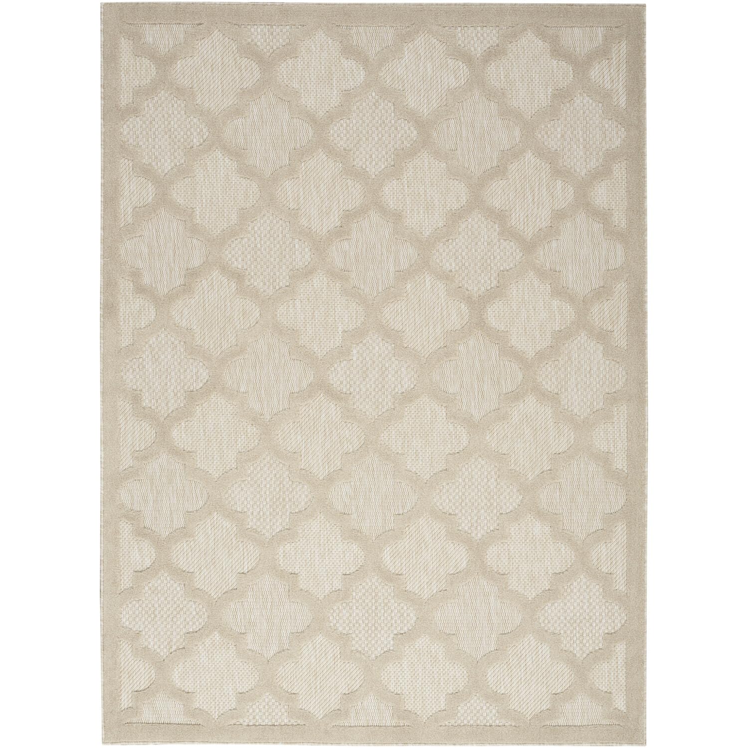 Nourison Easy Care Indoor/Outdoor Cream 6' X 9' Area Rug, Easy Cleaning, Non Shedding, Bed Room, Living Room, Dining Room, Backyard, Deck, Patio (6X9)